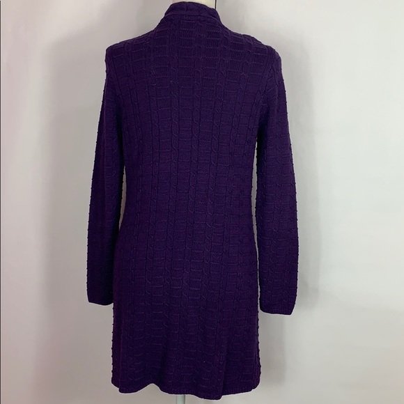 Leo & Nicole purple open front w pockets sweater - Picture 7 of 9